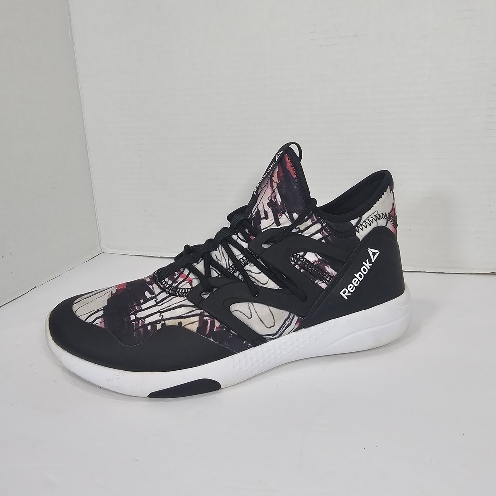 Reebok Hayasu Womens Running Shoes Sz 9 Black White Lace Up Low Top AQ9885